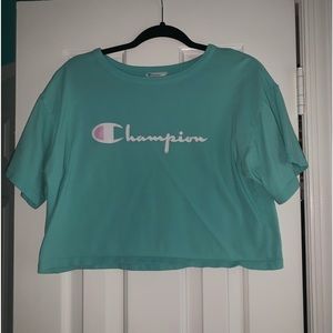 Teal Champion crop top, size adult small.